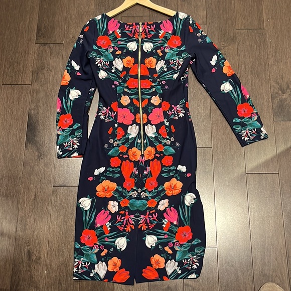 Eliza J navy and floral formal long sleeve dress. Size 4. - Picture 2 of 3